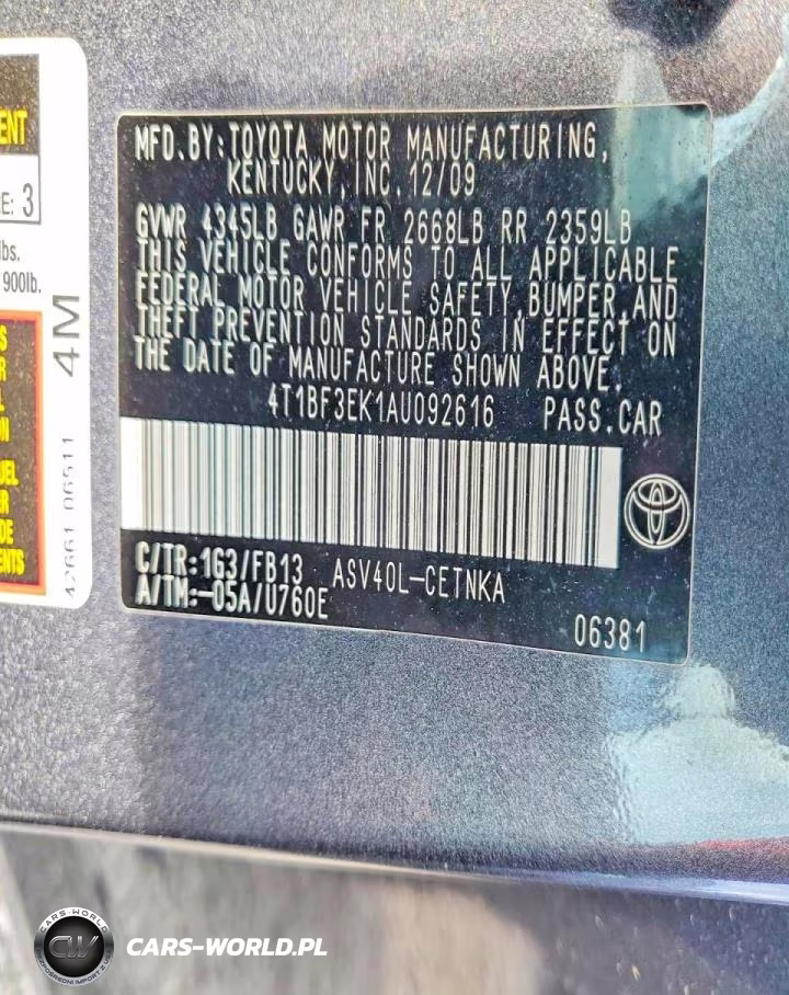 2010 Toyota Camry Le VIN:4T1BF3EK1AU092616 - 12