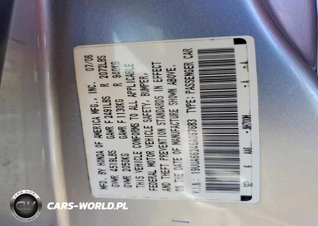 2006 Acura 3.2Tl VIN:19UUA66246A067683 - 12