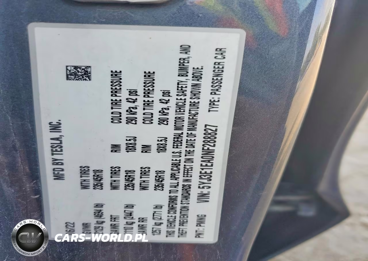 2022 Tesla Model 3 VIN:5YJ3E1EA0NF288827 - 12