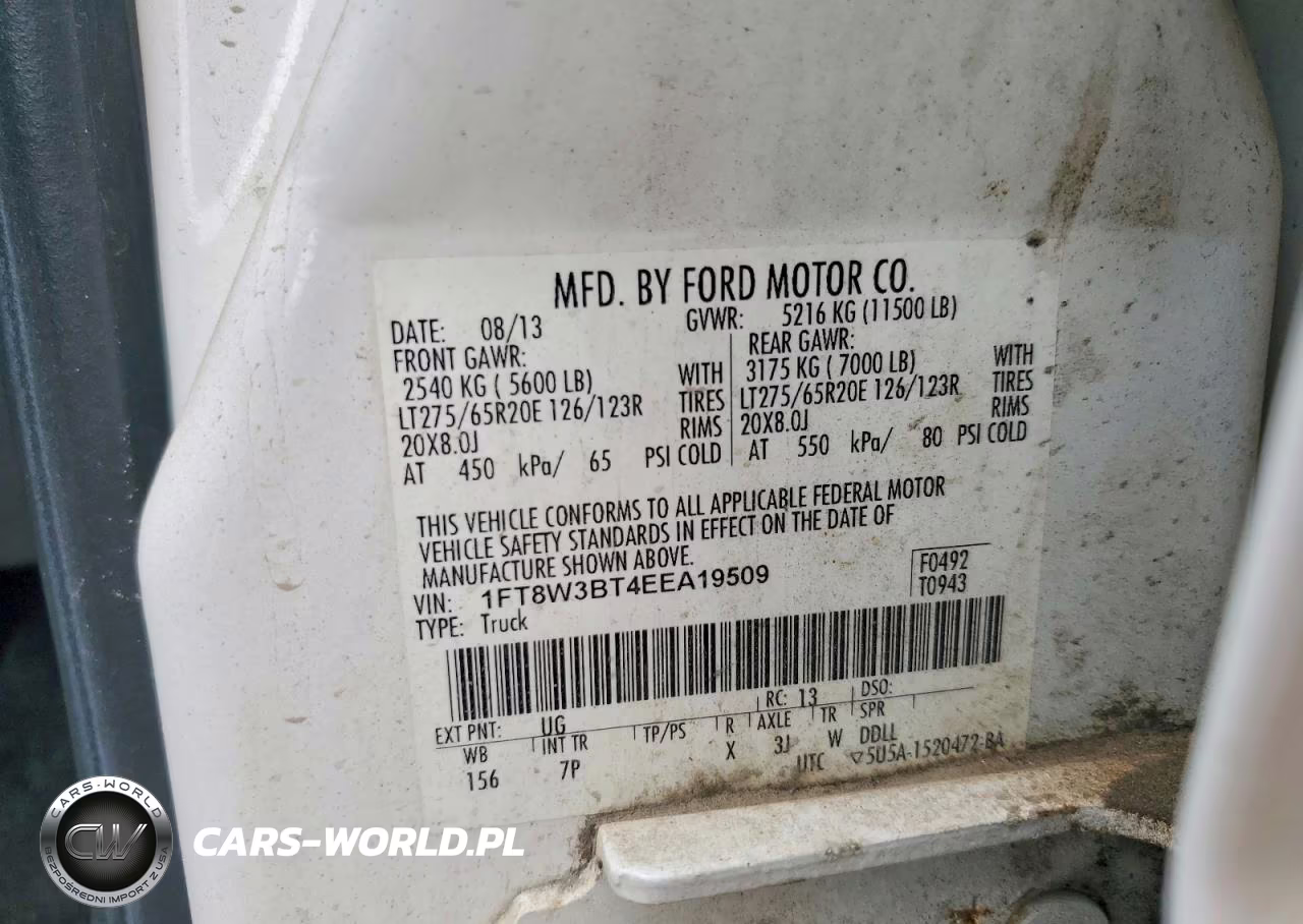 2014 Ford F350 Super Duty VIN:1FT8W3BT4EEA19509 - 12