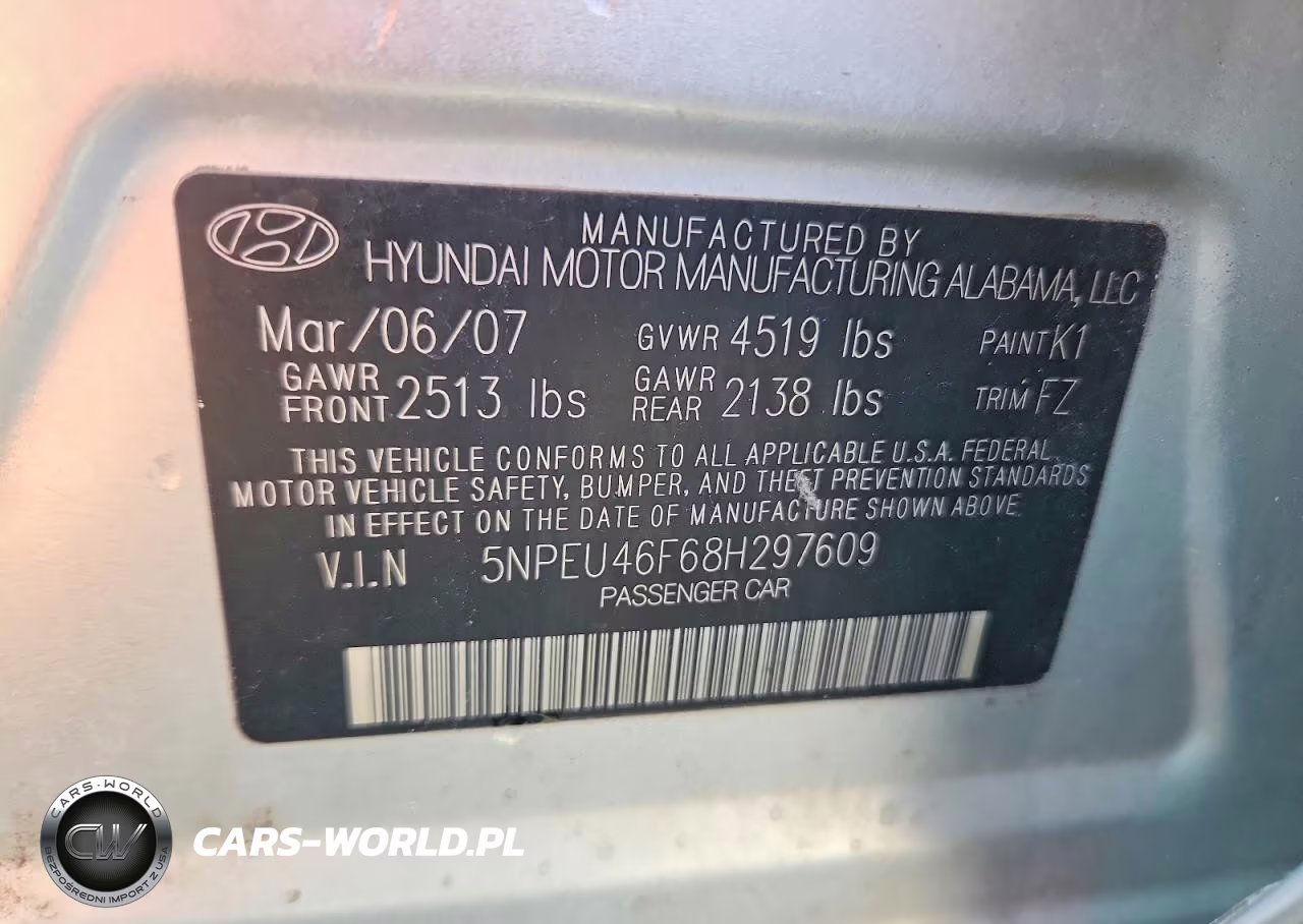2008 Hyundai Sonata Se V6 VIN:5NPEU46F68H297609 - 12