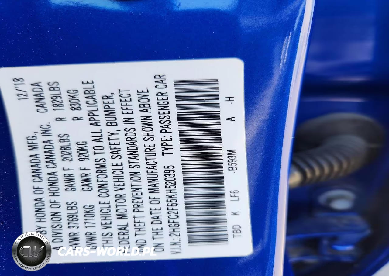 2019 Honda Civic Lx VIN:2HGFC2F65KH520395 - 12
