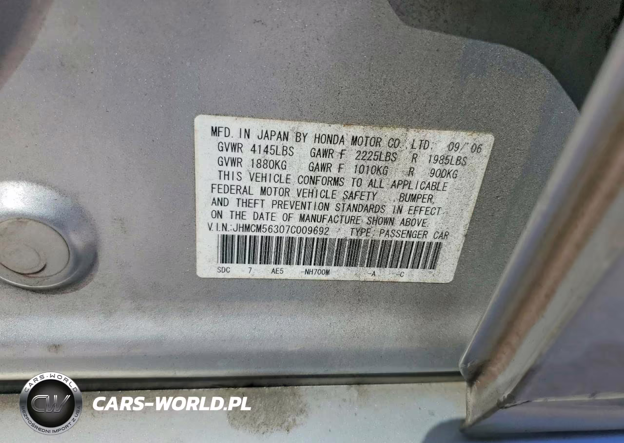 2007 Honda Accord Se VIN:JHMCM56307C009692 - 12