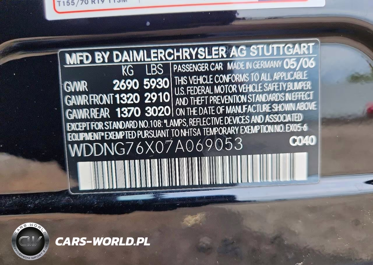 2007 Mercedes-Benz S 600 VIN:WDDNG76X07A069053 - 12