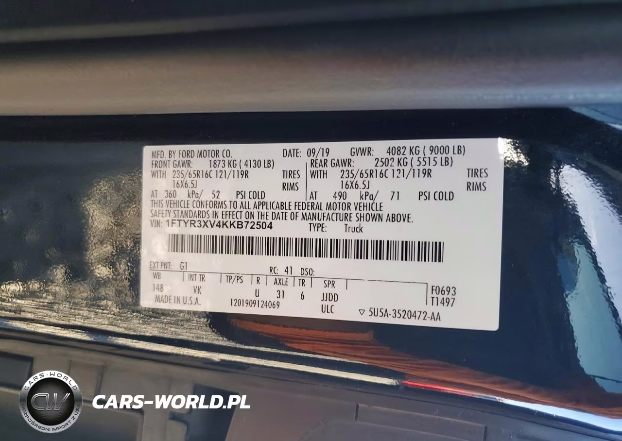 2019 Ford Transit T-250 VIN:1FTYR3XV4KKB72504 - 14