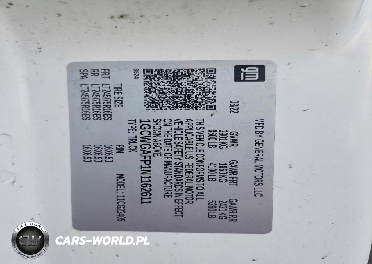 2022 Chevrolet Express G2500 VIN:1GCWGAFP1N1162611 - 12