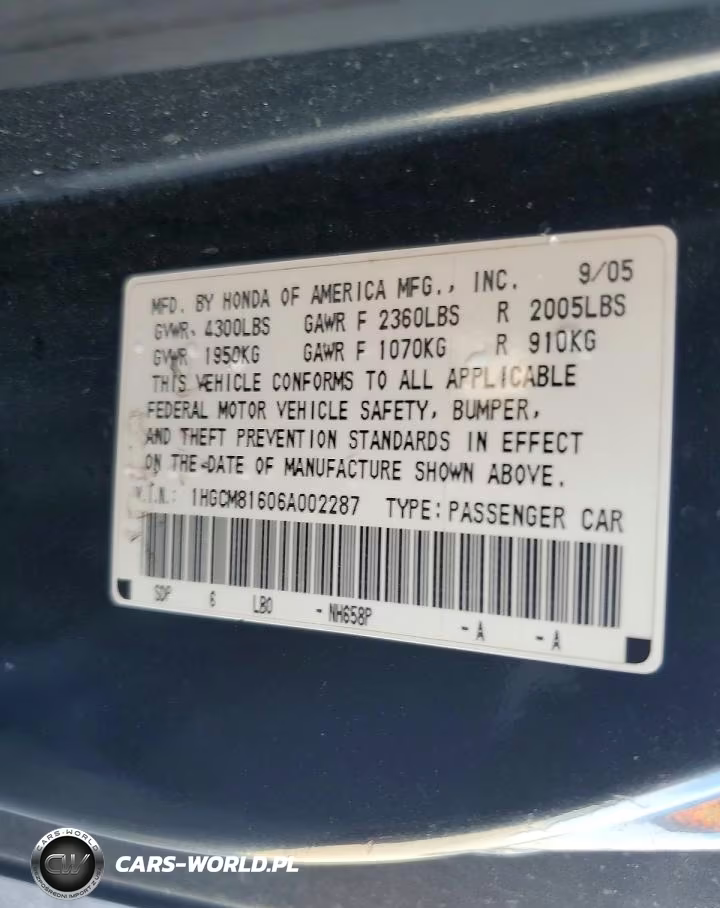2006 Honda Accord Ex VIN:1HGCM81606A002287 - 12