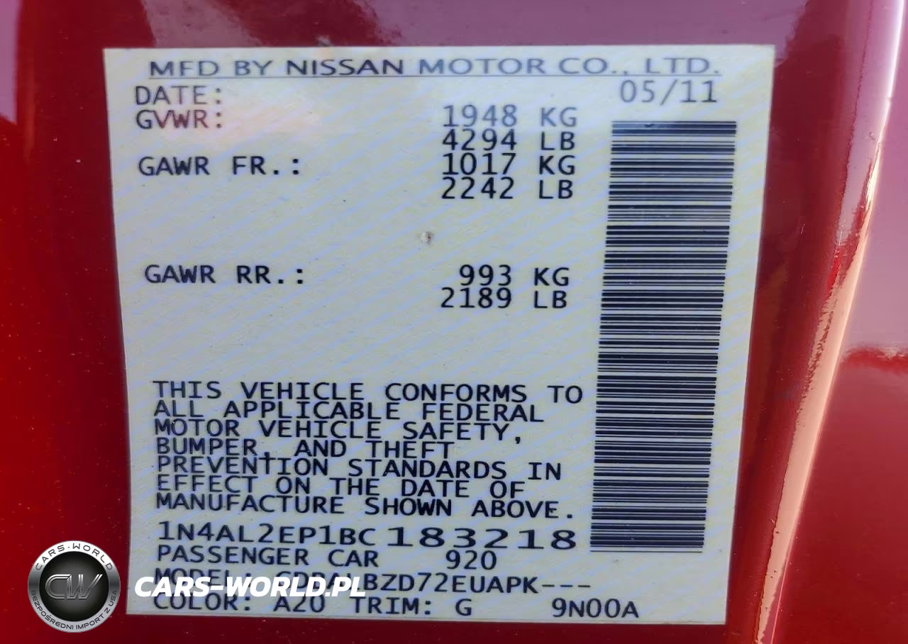 2011 Nissan Altima 2.5 S VIN:1N4AL2EP1BC183218 - 12