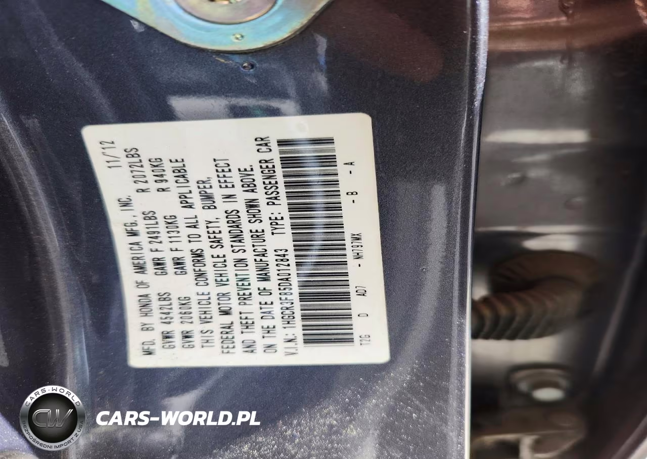 2013 Honda Accord Exl VIN:1HGCR3F85DA012843 - 12
