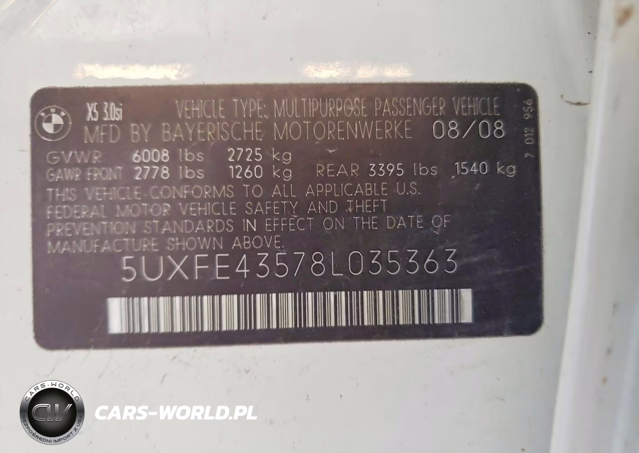 2008 BMW X5 3.0I VIN:5UXFE43578L035363 - 13