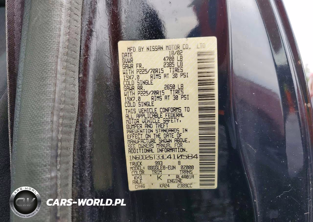 2003 Nissan Frontier Standard VIN:1N6DD26T33C410584 - 12
