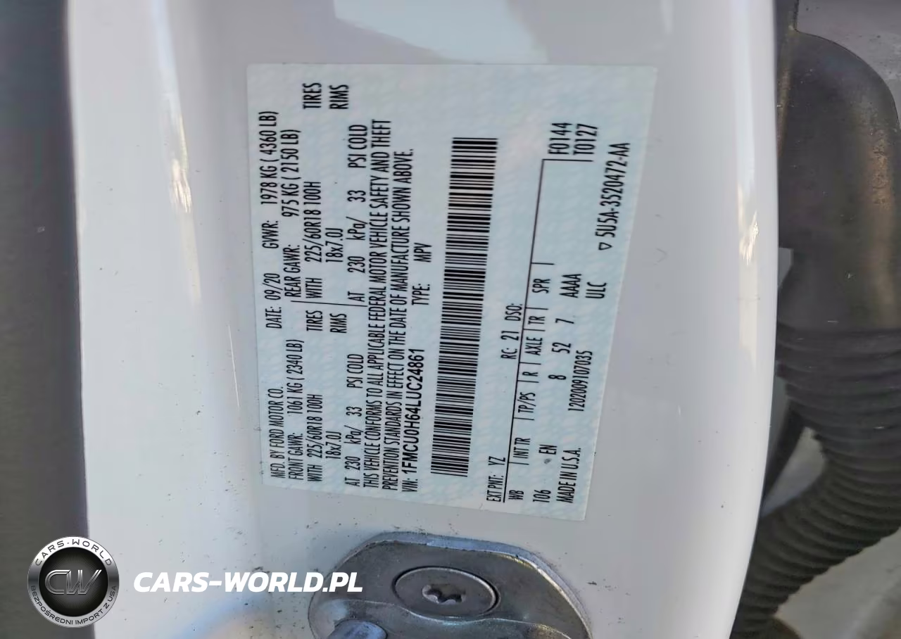 2020 Ford Escape Sel VIN:1FMCU0H64LUC24861 - 13