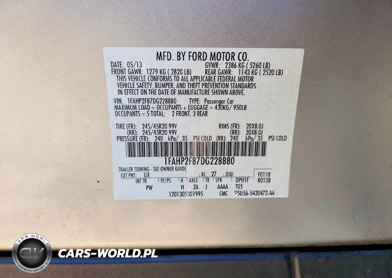 2013 Ford Taurus Limited VIN:1FAHP2F87DG228880 - 12