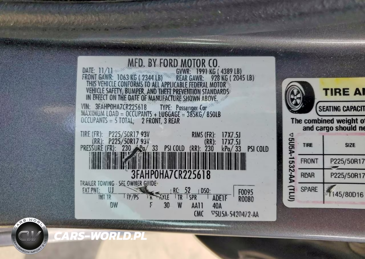2012 Ford Fusion Se VIN:3FAHP0HA7CR225618 - 13