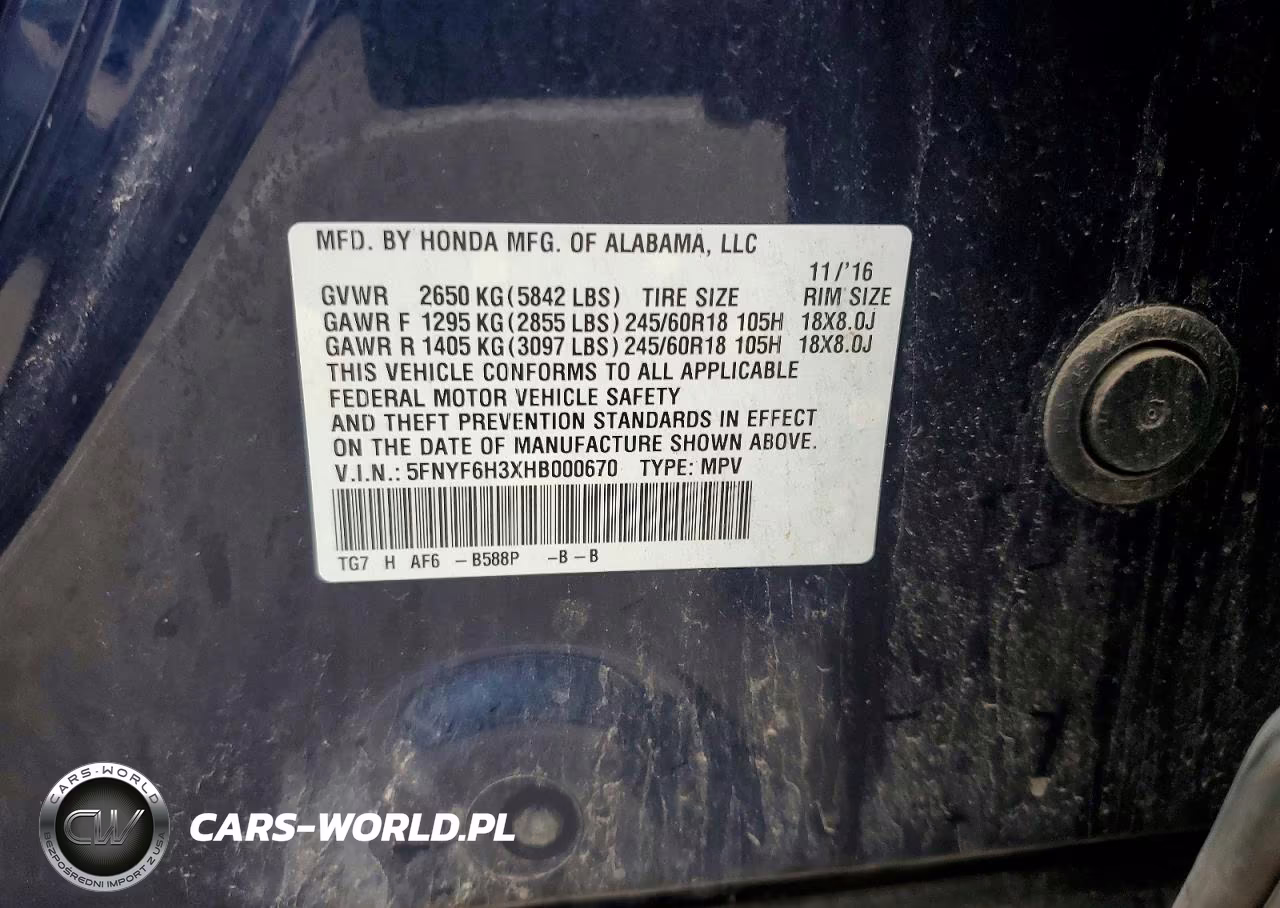 2017 Honda Pilot Ex VIN:5FNYF6H3XHB000670 - 13