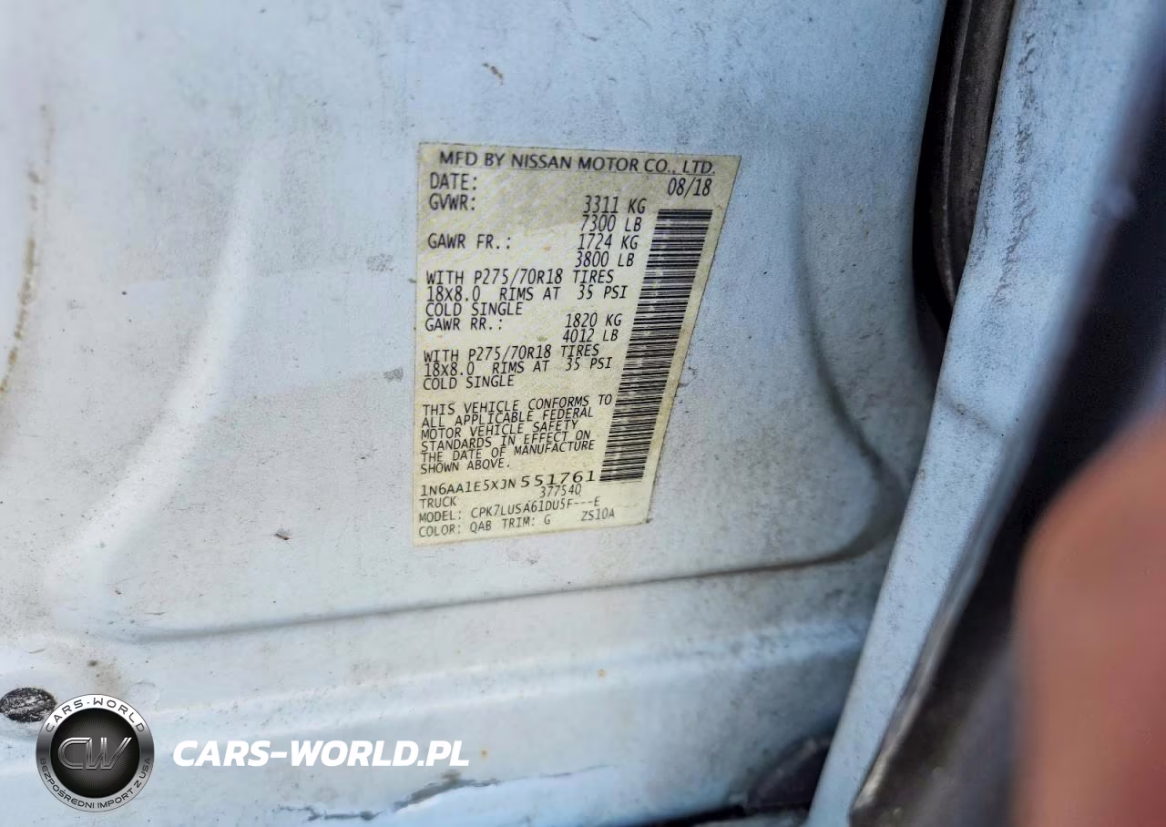 2018 Nissan Titan Pro-4X VIN:1N6AA1E5XJN551761 - 12