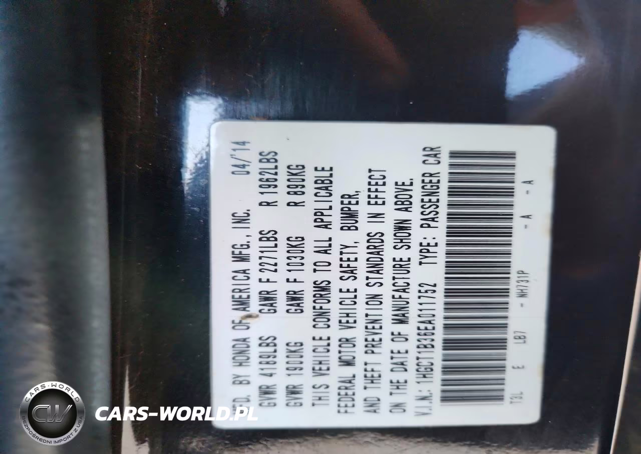 2014 Honda Accord Lx-S VIN:1HGCT1B36EA011752 - 12