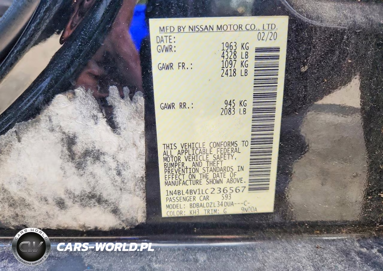 2020 Nissan Altima S VIN:1N4BL4BV1LC236567 - 12