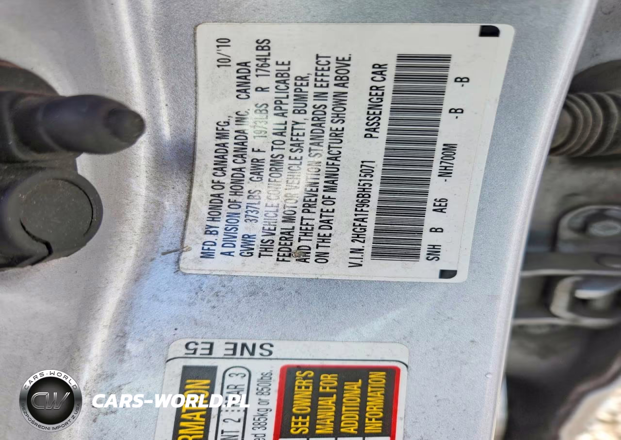 2011 Honda Civic Exl VIN:2HGFA1F96BH515071 - 12