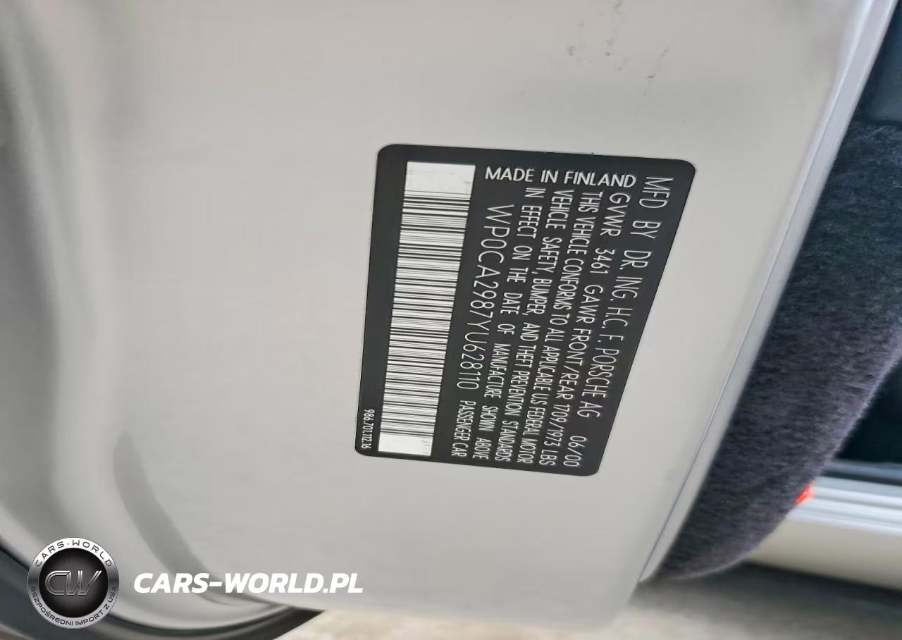 2000 Porsche Boxster VIN:WP0CA2987YU628110 - 12