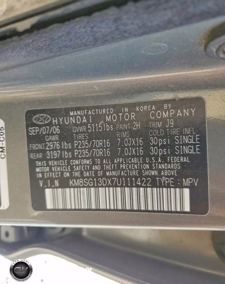 2007 Hyundai Santa Fe Gls VIN:KM8SG13DX7U111422 - 12