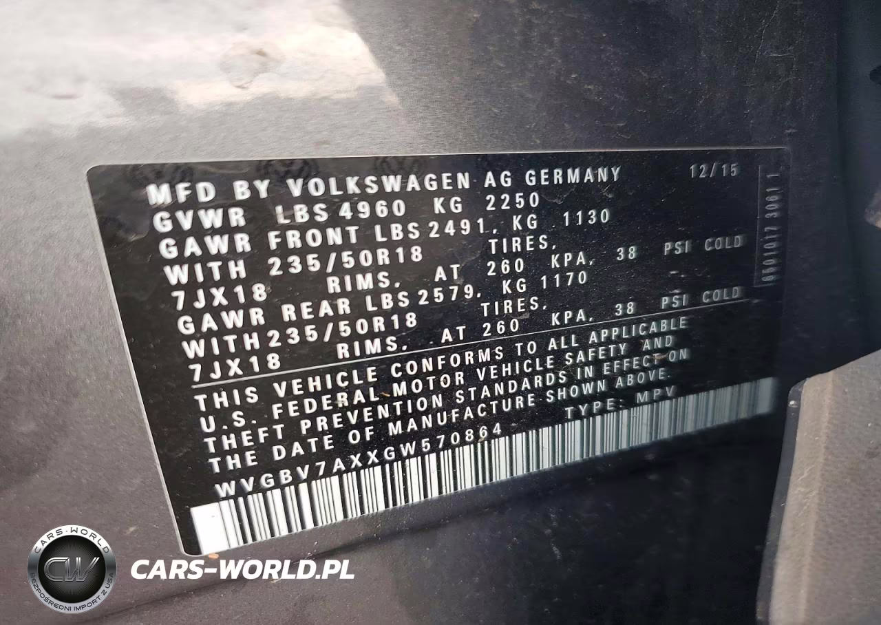 2016 Volkswagen Tiguan S VIN:WVGBV7AXXGW570864 - 13