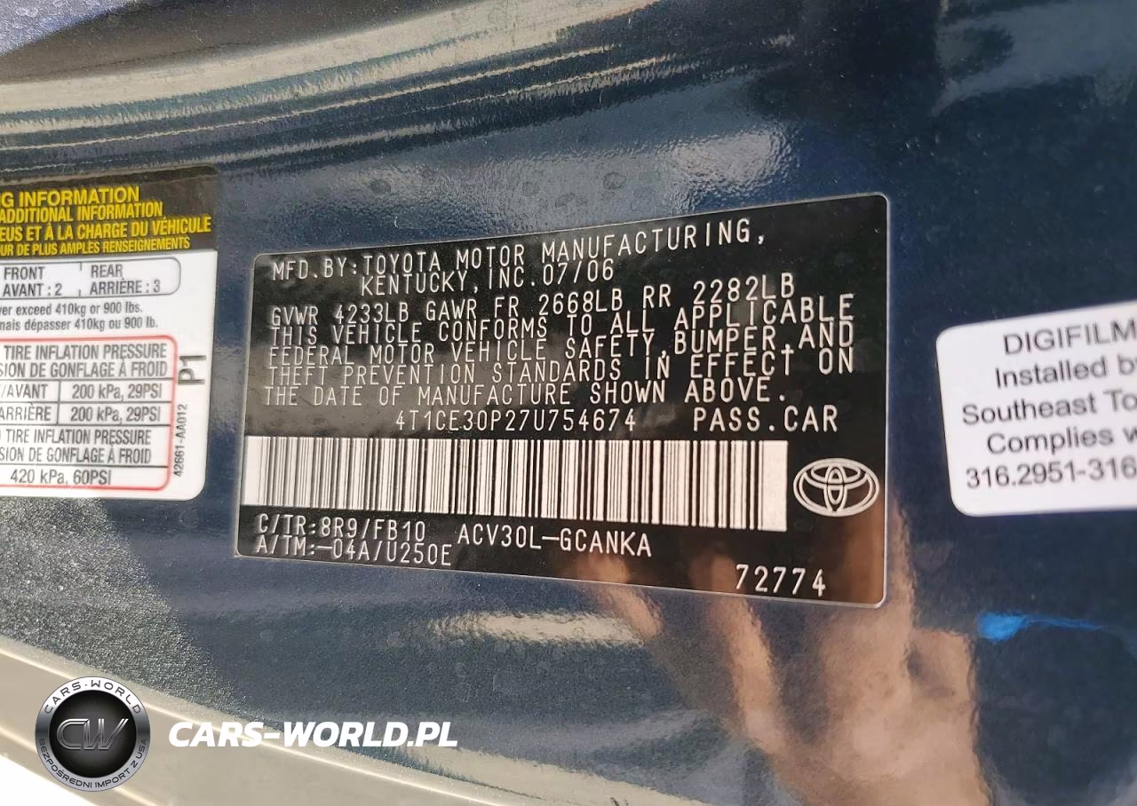 2007 Toyota Camry Solara VIN:4T1CE30P27U754674 - 12