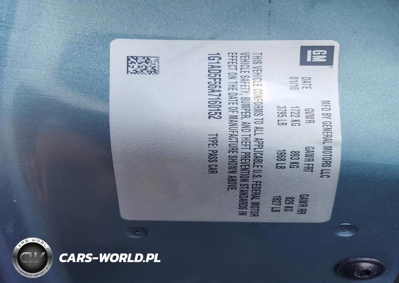2010 Chevrolet Cobalt 1Lt VIN:1G1AD5F56A7160152 - 12