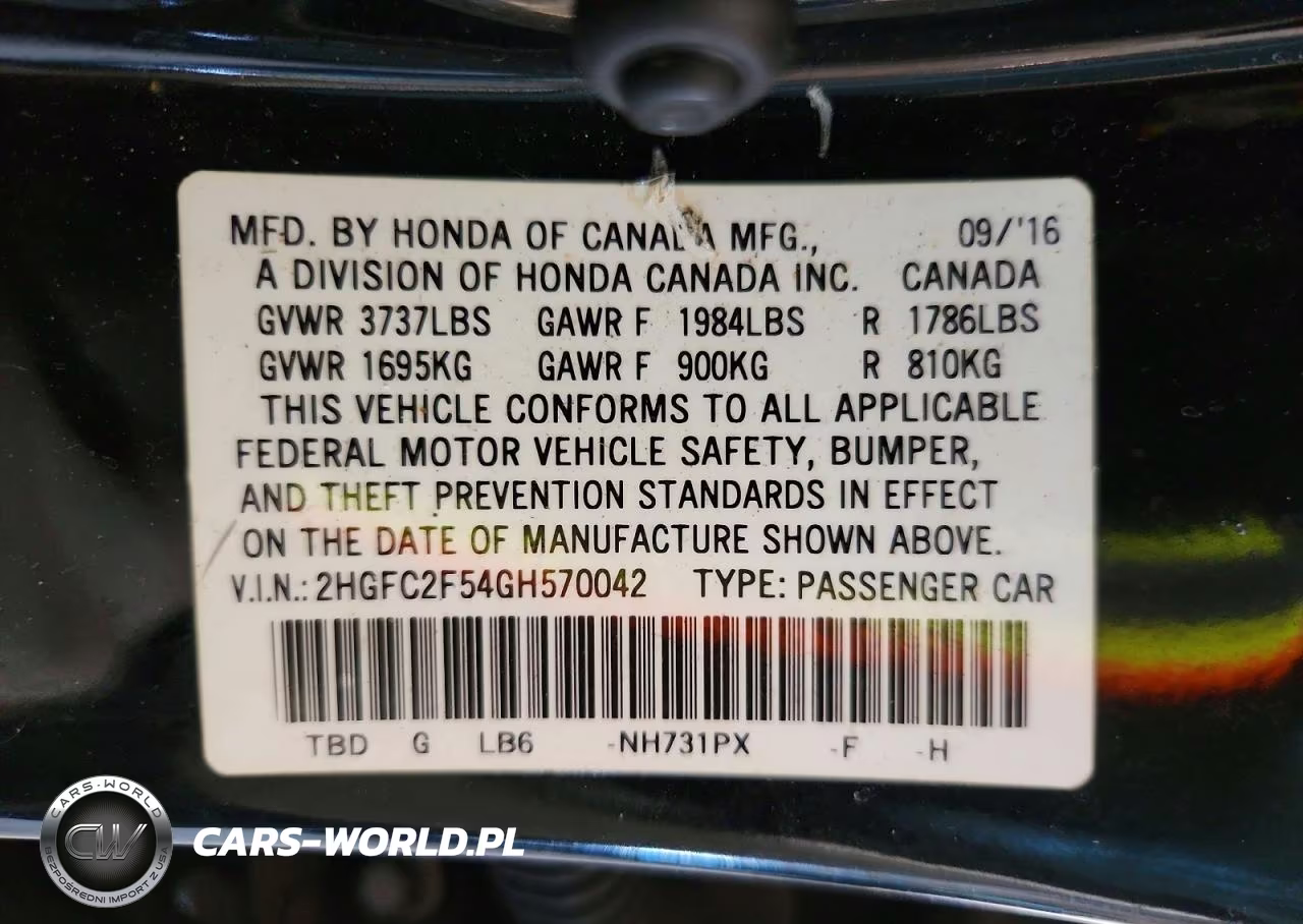 2016 Honda Civic Lx VIN:2HGFC2F54GH570042 - 12
