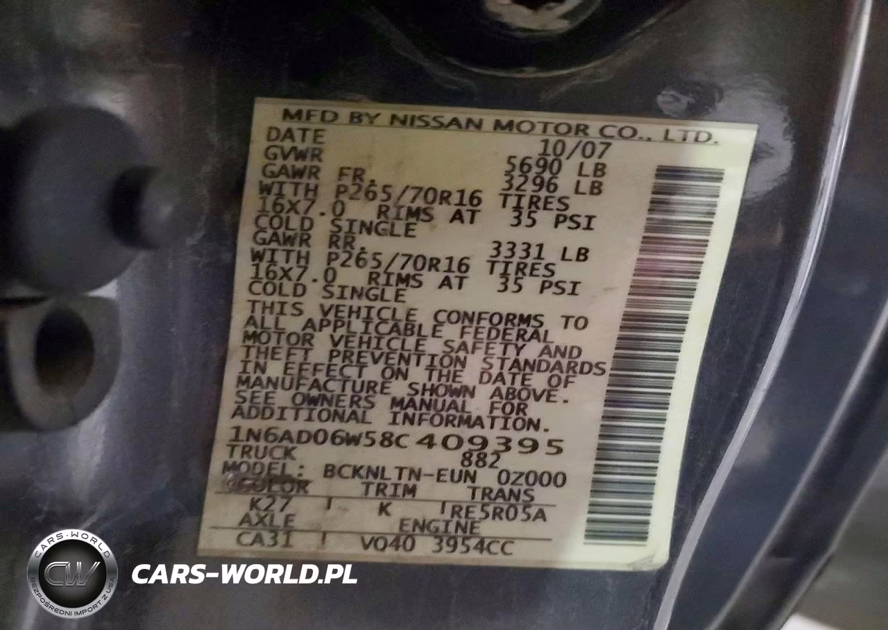 2008 Nissan Frontier Se V6 VIN:1N6AD06W58C409395 - 12