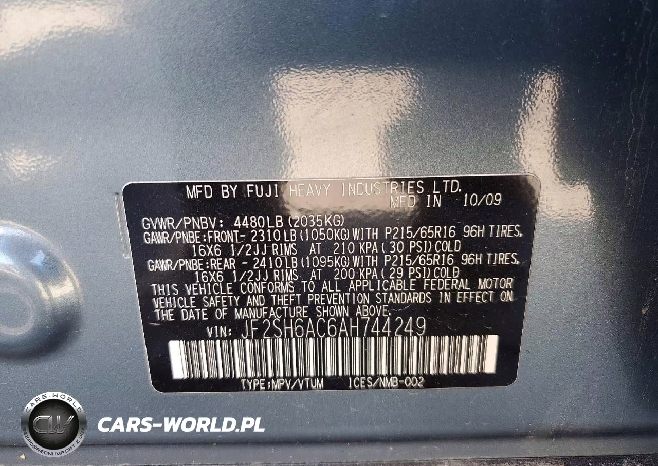 2010 Subaru Forester 2.5X VIN:JF2SH6AC6AH744249 - 12