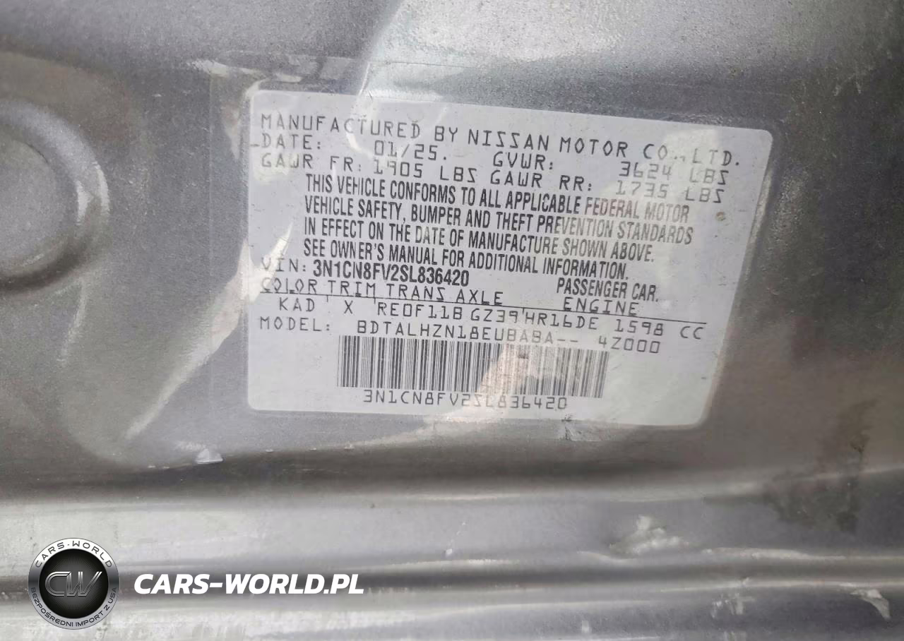 2025 Nissan Versa Sr VIN:3N1CN8FV2SL836420 - 12
