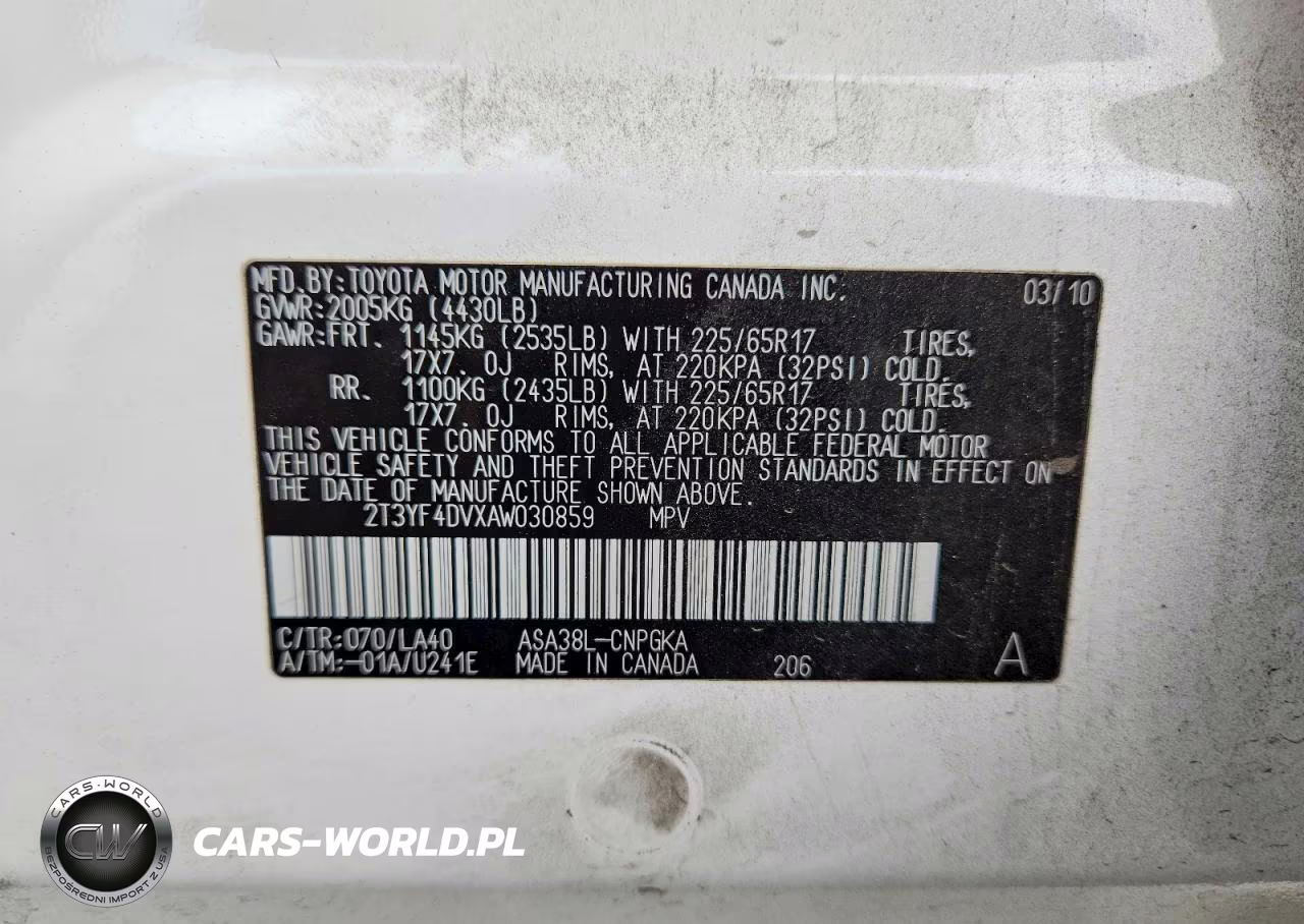 2010 Toyota Rav4 Limited VIN:2T3YF4DVXAW030859 - 13