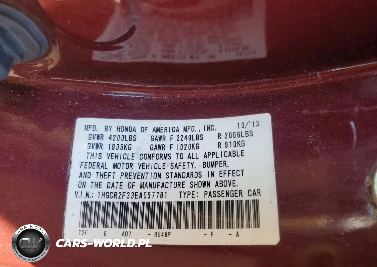 2014 Honda Accord Lx VIN:1HGCR2F33EA057781 - 13