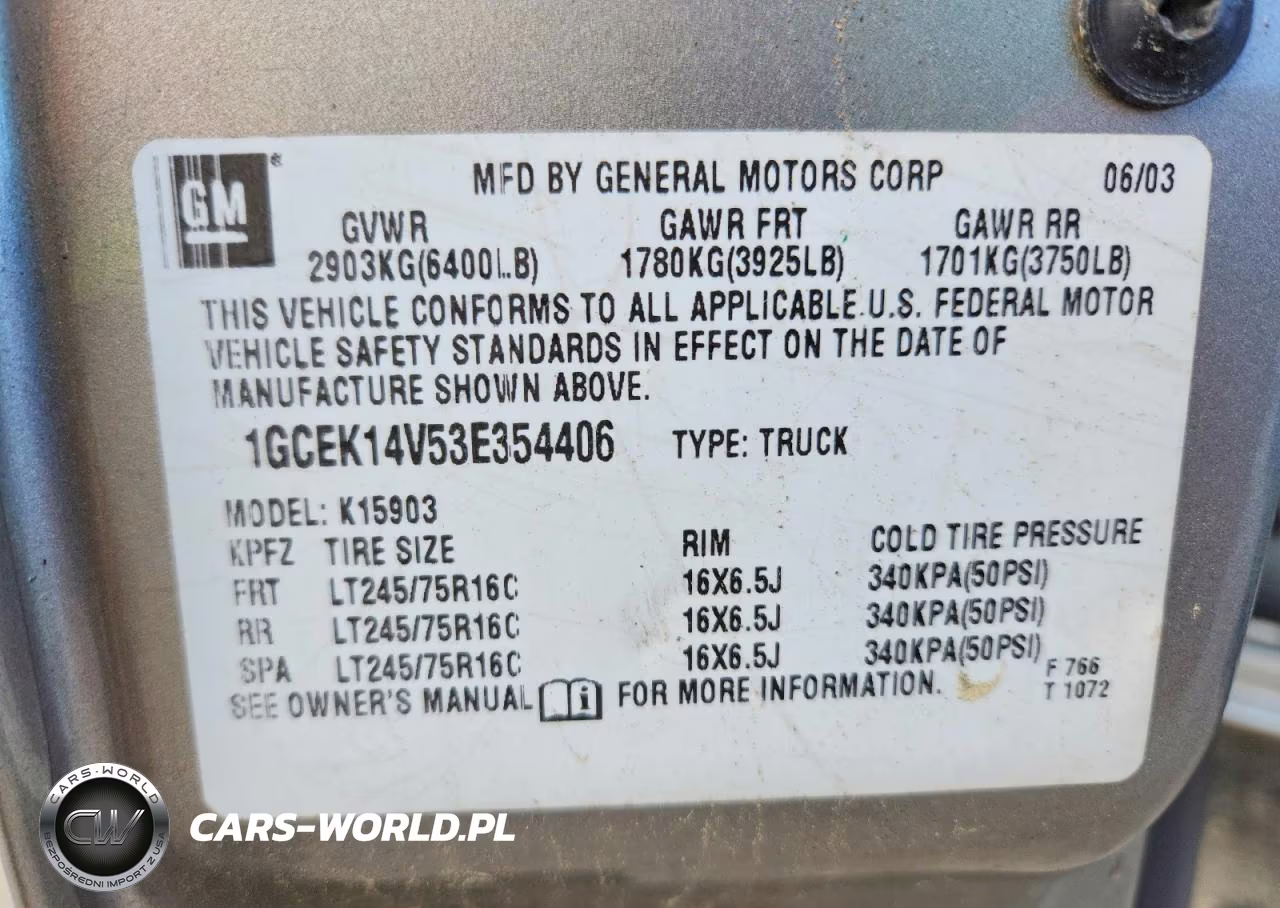 2003 Chevrolet Silverado K1500 VIN:1GCEK14V53E354406 - 12