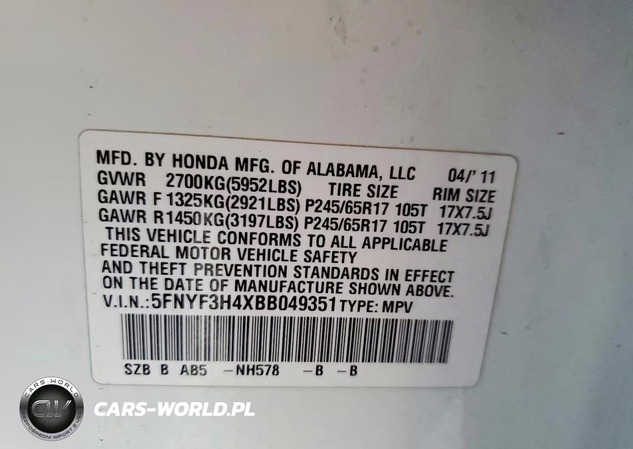 2011 Honda Pilot Ex VIN:5FNYF3H4XBB049351 - 13