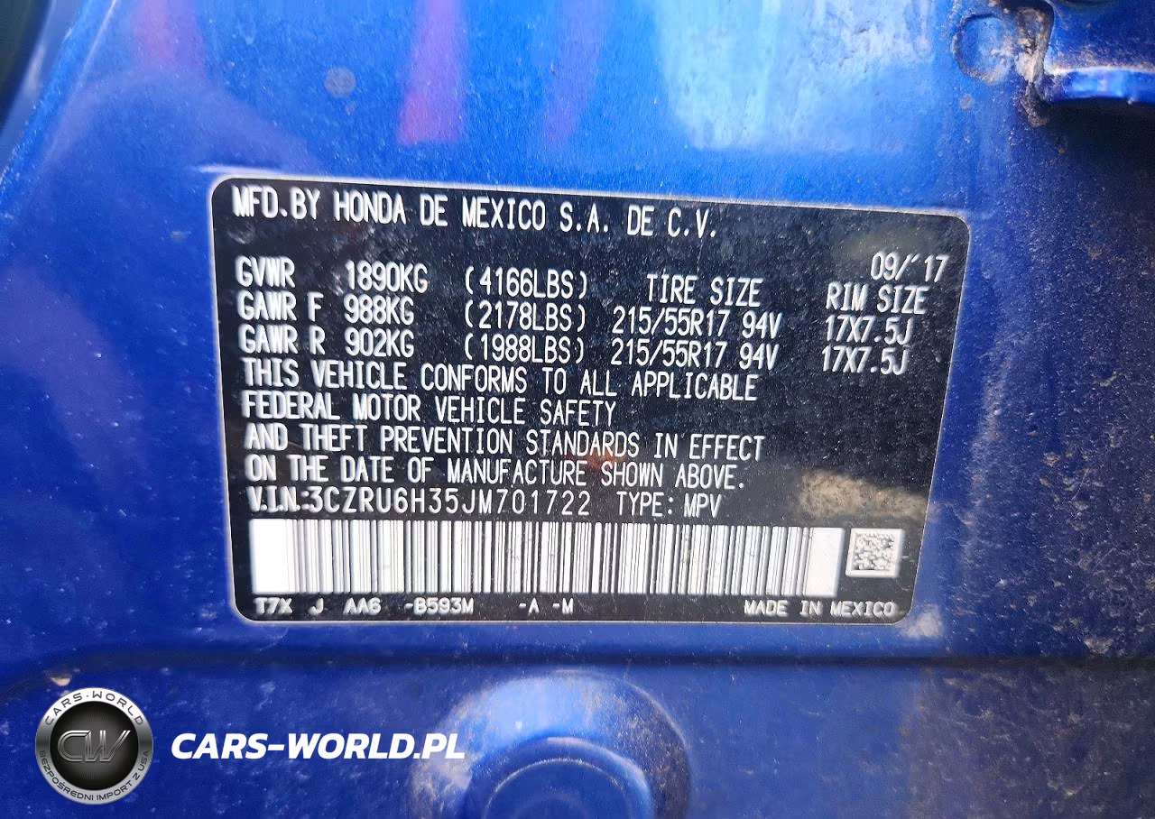 2018 Honda Hr-V Lx VIN:3CZRU6H35JM701722 - 12