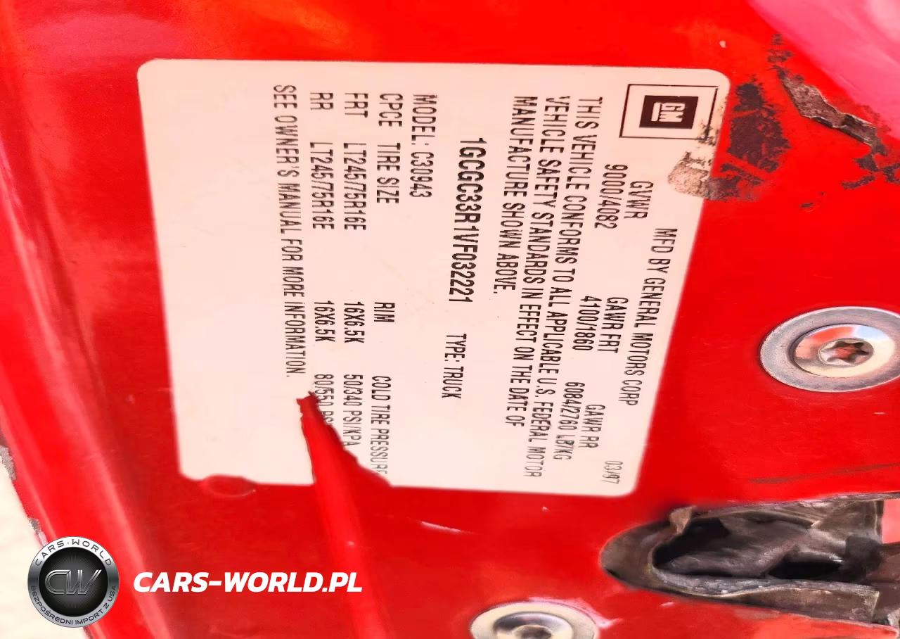1997 Chevrolet Gmt-400 C3500 VIN:1GCGC33R1VF032221 - 12