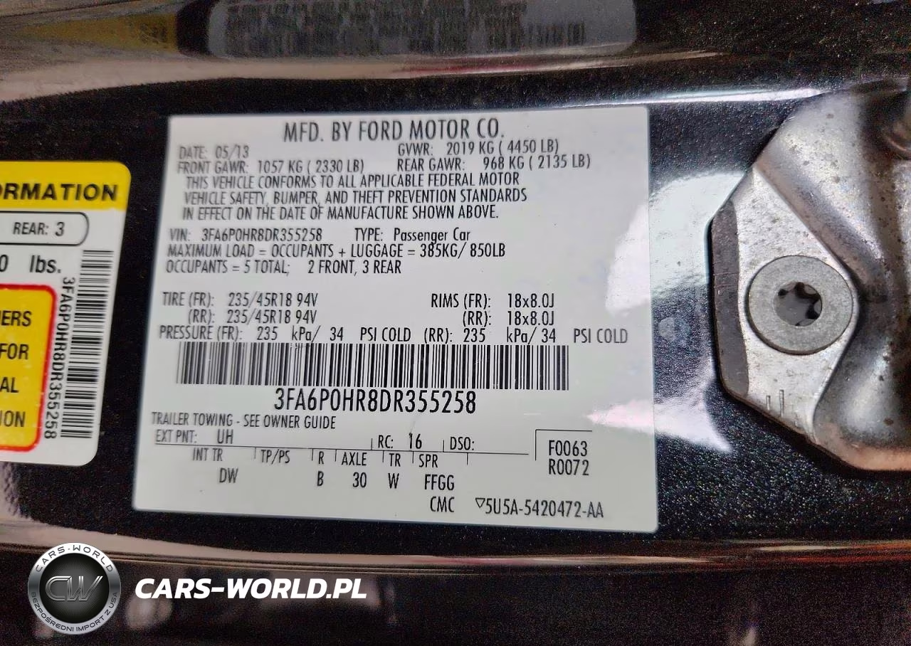 2013 Ford Fusion Se VIN:3FA6P0HR8DR355258 - 12