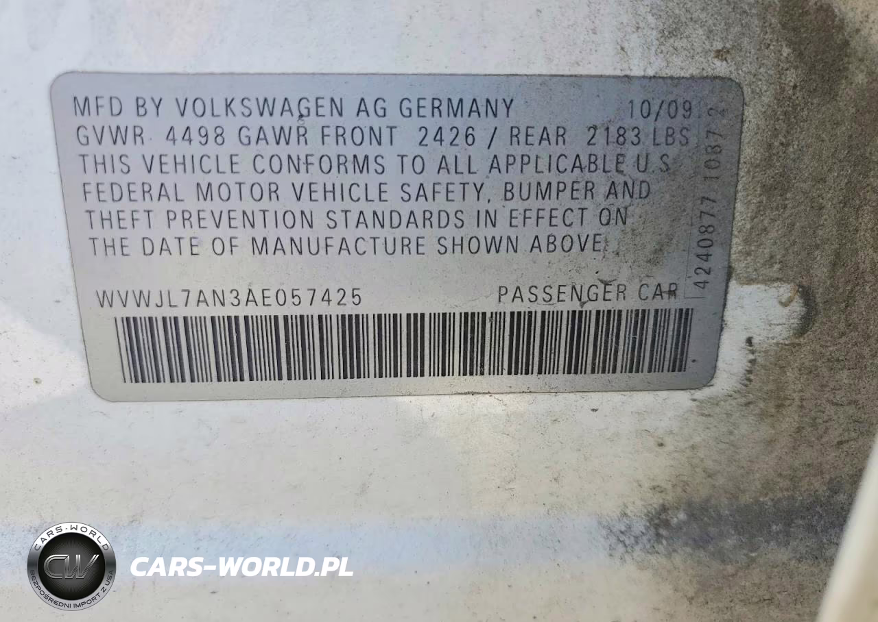 2010 Volkswagen Passat Komfort VIN:WVWJL7AN3AE057425 - 12