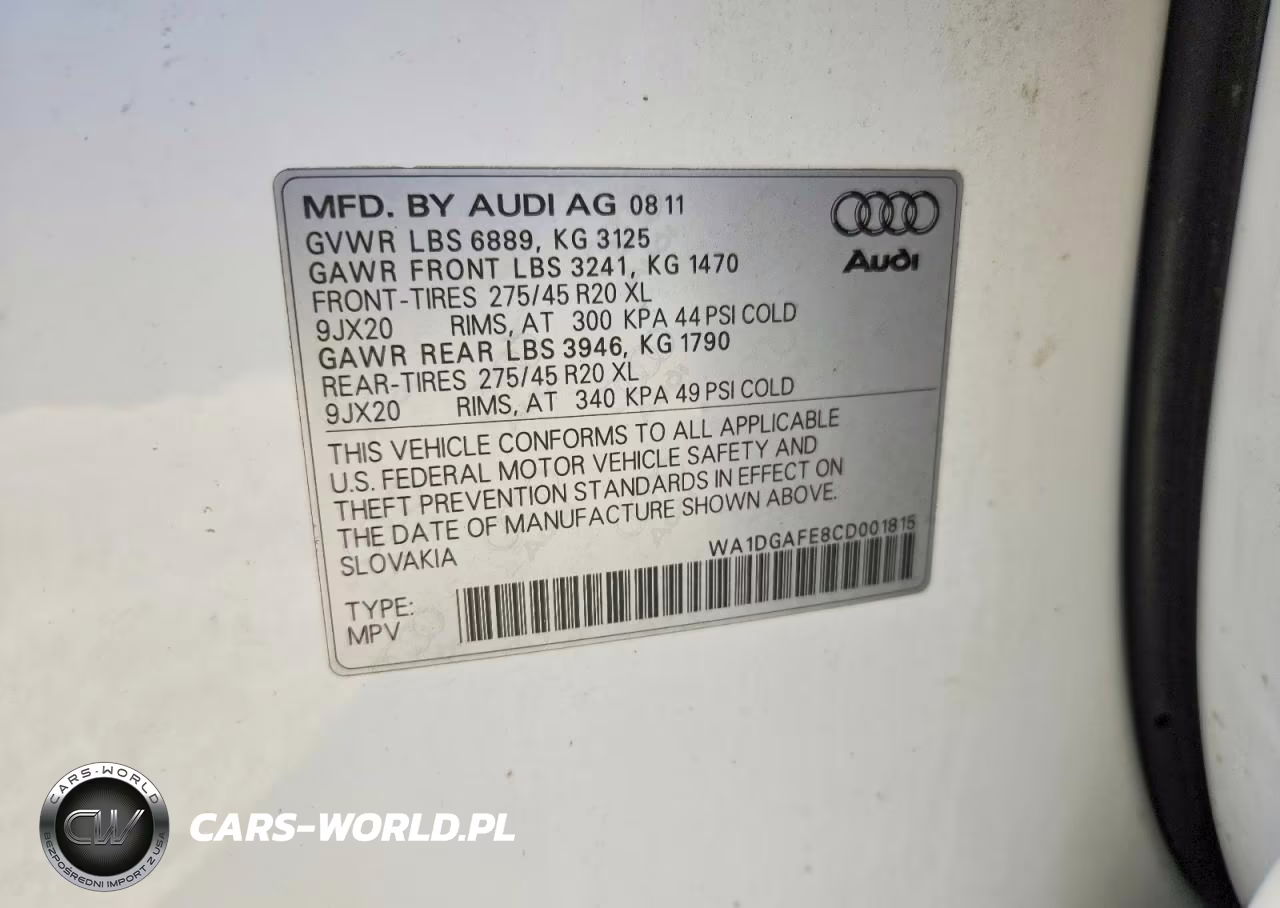 2012 Audi Q7 Prestige VIN:WA1DGAFE8CD001815 - 13
