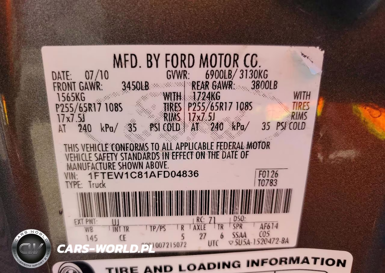 2010 Ford F150 Supercrew VIN:1FTEW1C81AFD04836 - 12
