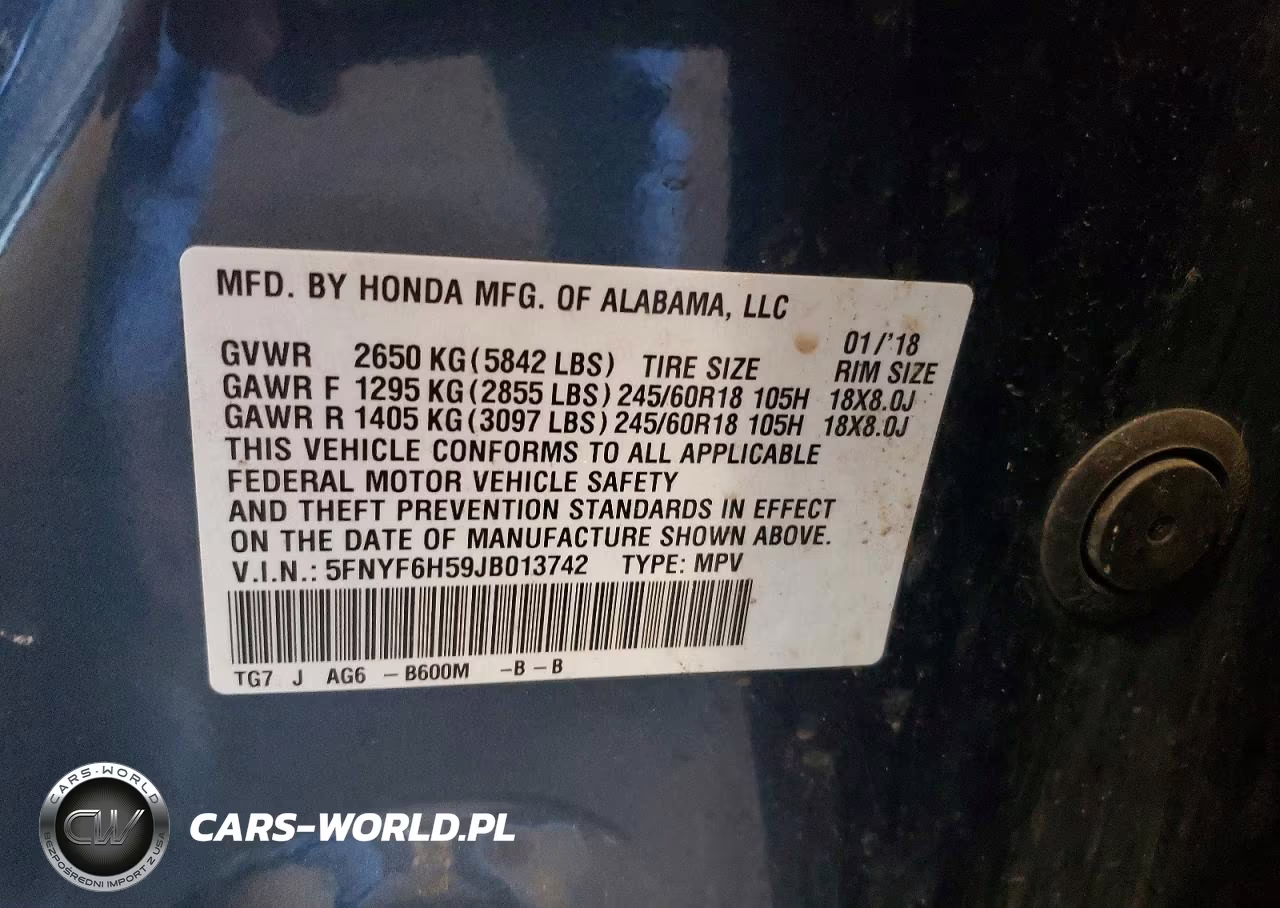 2018 Honda Pilot Exl VIN:5FNYF6H59JB013742 - 14