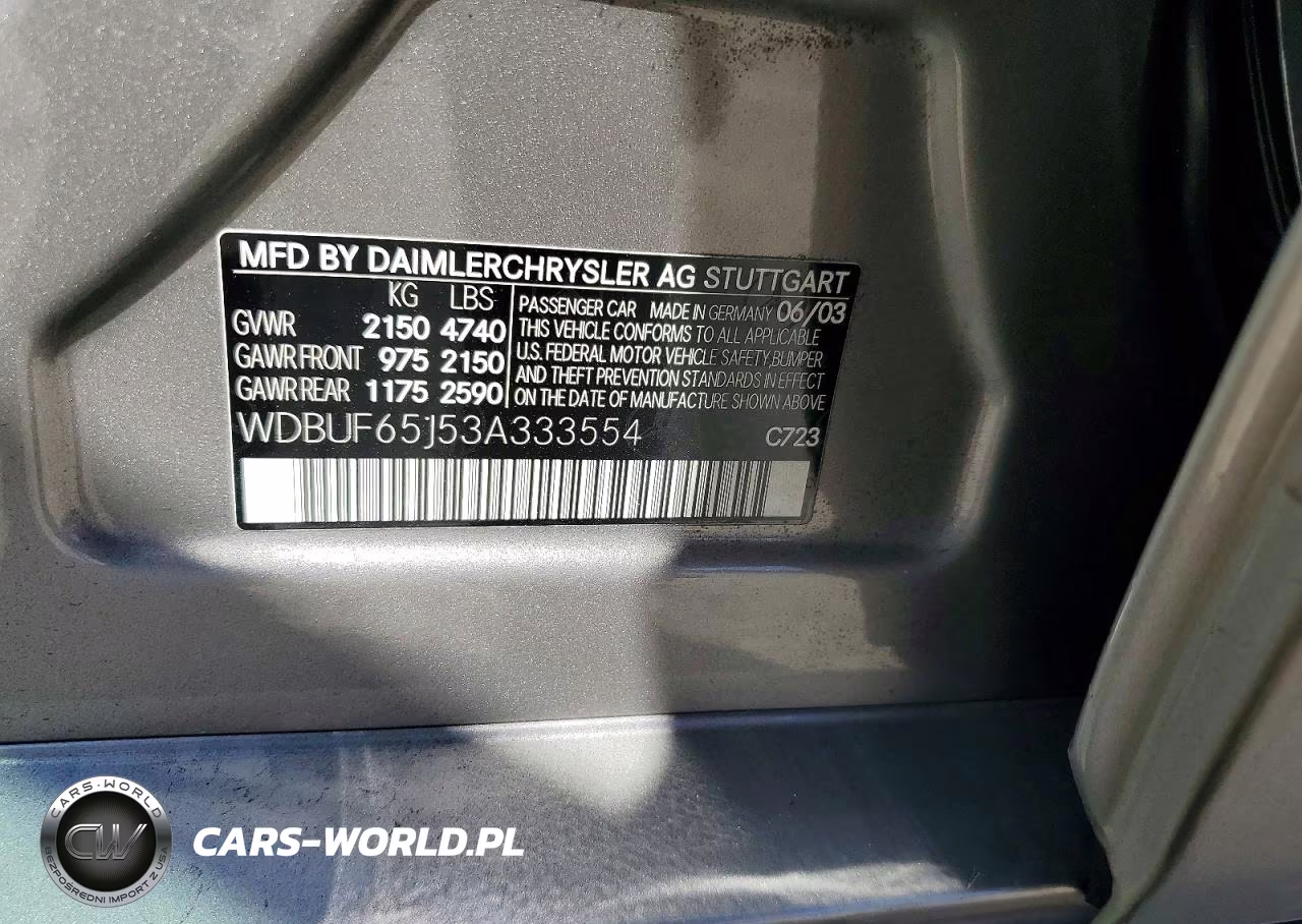 2003 Mercedes-Benz E 320 VIN:WDBUF65J53A333554 - 12
