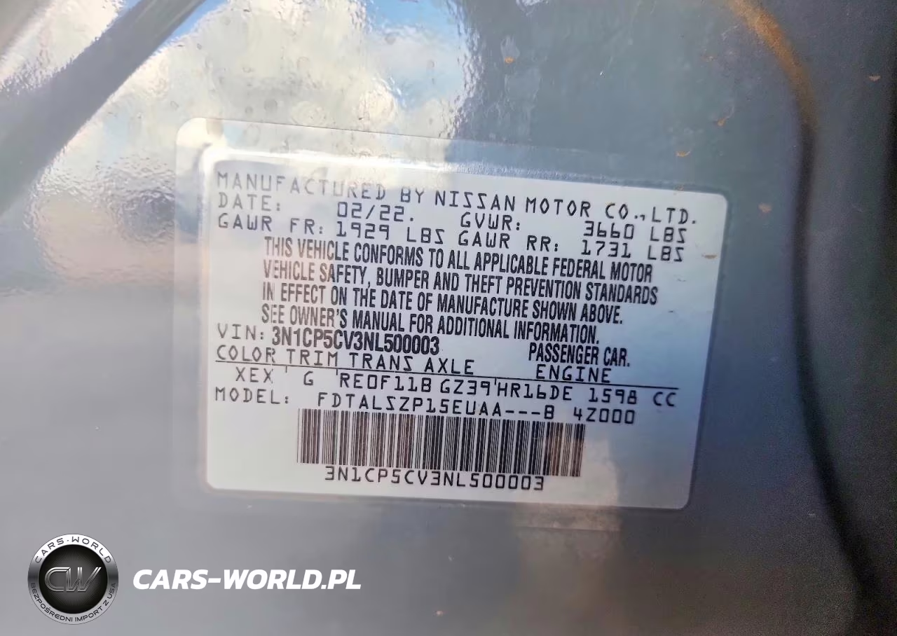 2022 Nissan Kicks Sv VIN:3N1CP5CV3NL500003 - 13