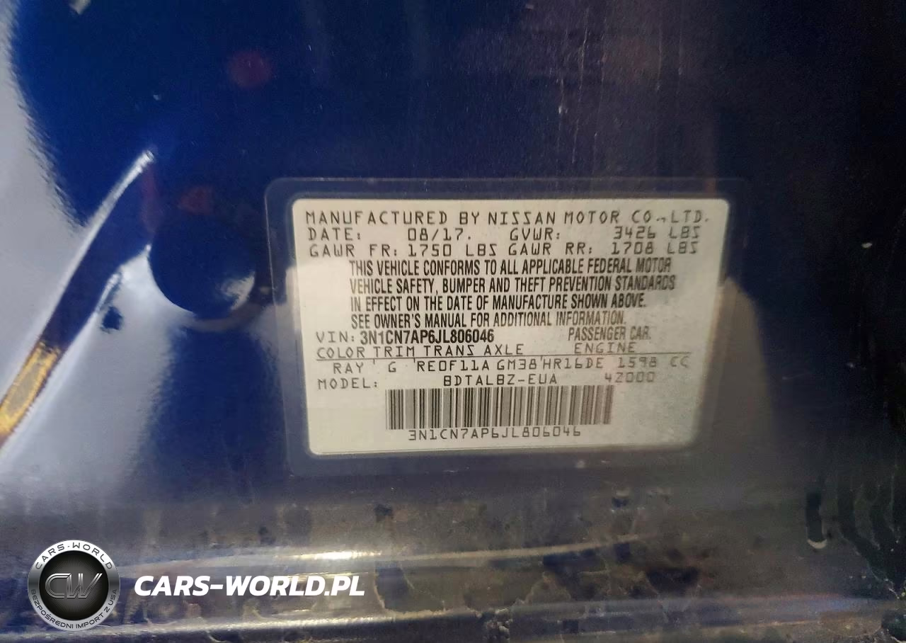 2018 Nissan Versa Sv VIN:3N1CN7AP6JL806046 - 12