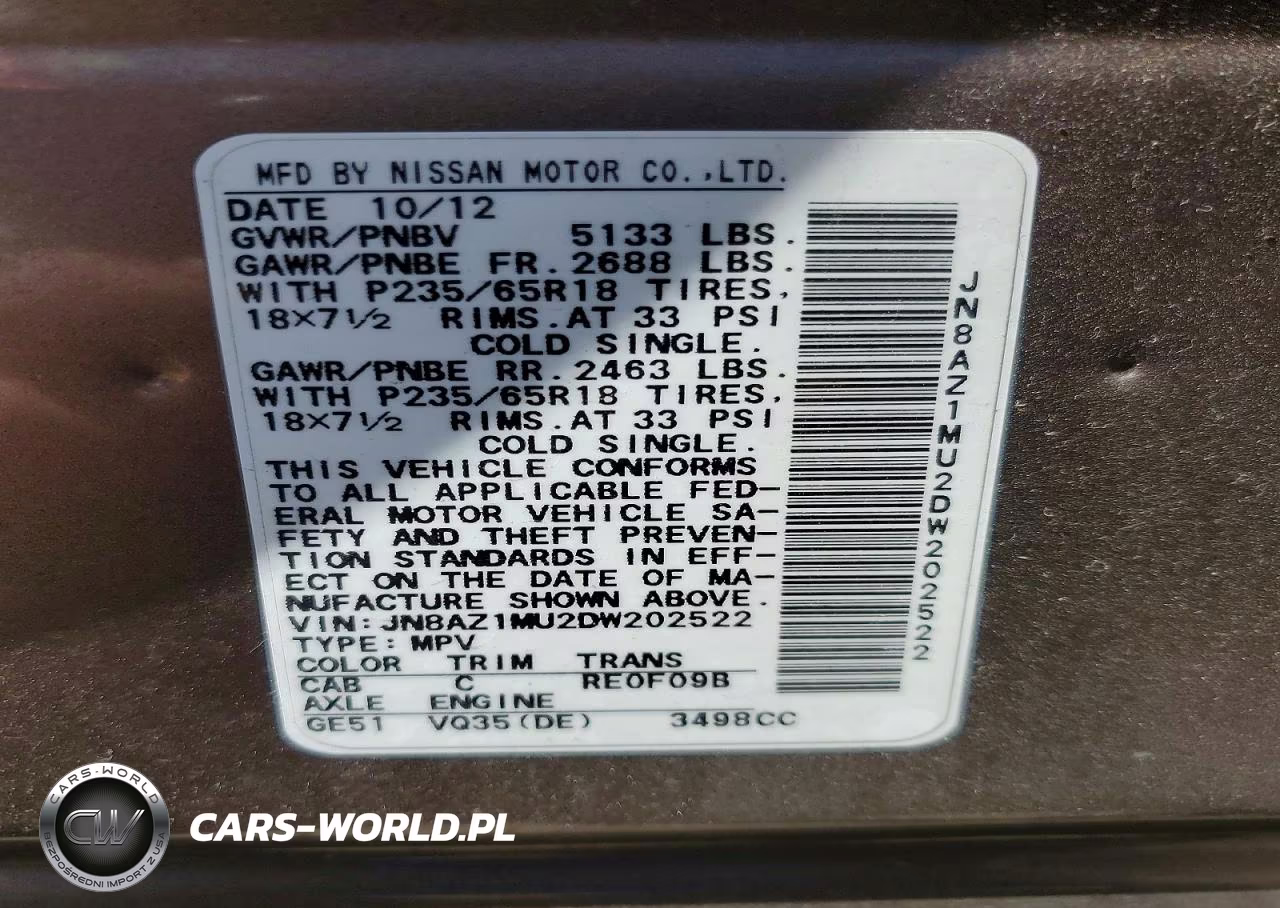 2013 Nissan Murano S VIN:JN8AZ1MU2DW202522 - 14