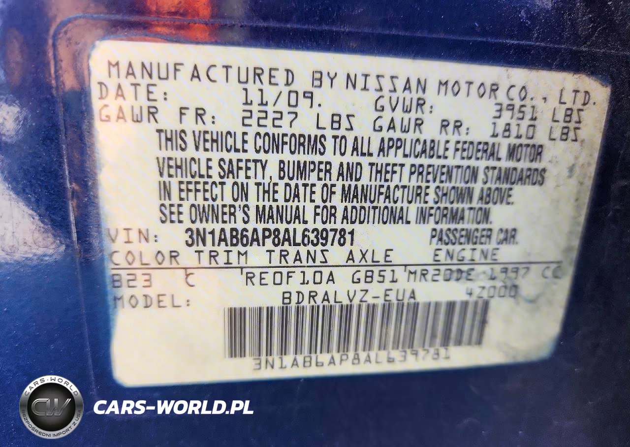 2010 Nissan Sentra 2.0 VIN:3N1AB6AP8AL639781 - 13