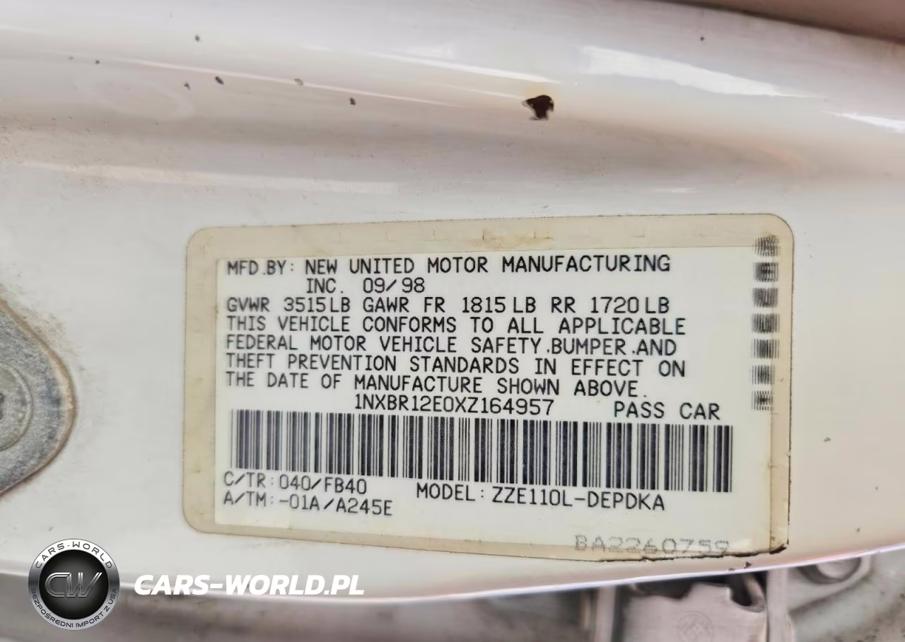 1999 Toyota Corolla Ve VIN:1NXBR12E0XZ164957 - 12