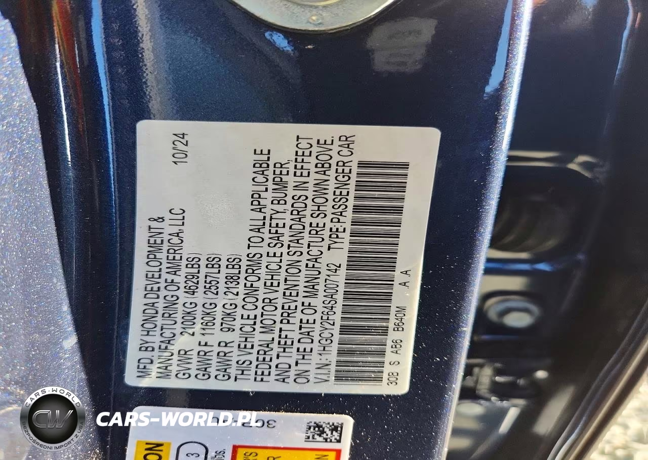 2025 Honda Accord Hybrid Exl VIN:1HGCY2F64SA007142 - 12